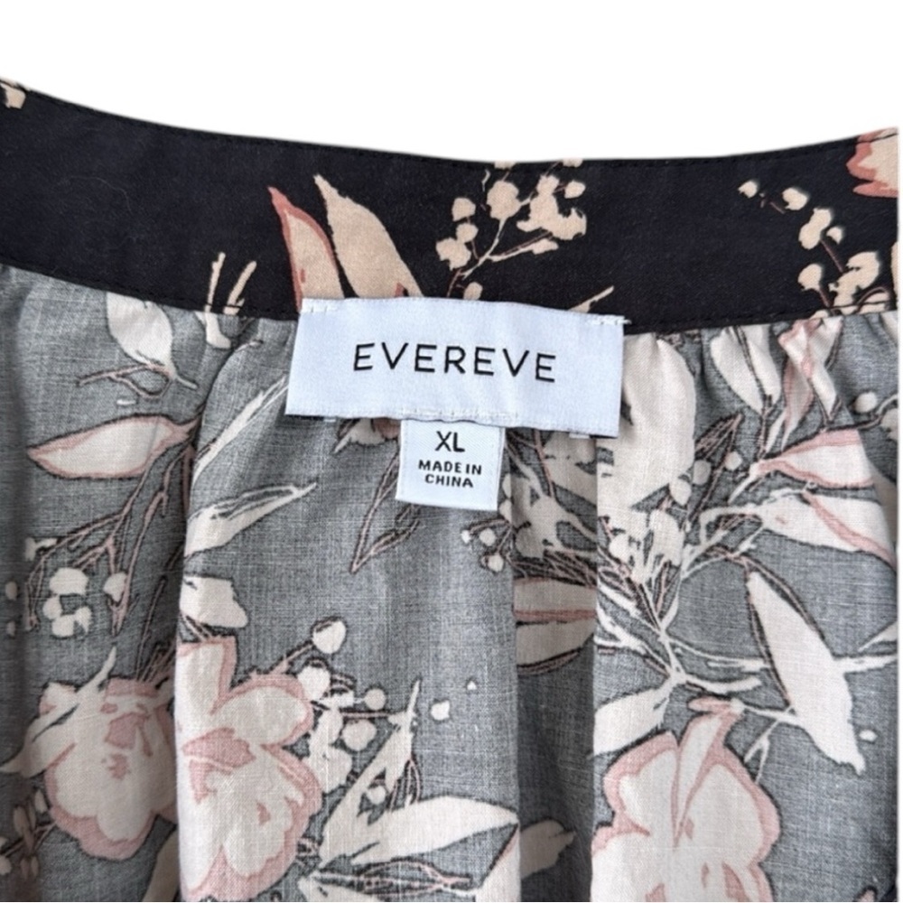Evereve Floral Black and Pink Women's Top Cotton/Rayon Size XL - Picture 4 of 9